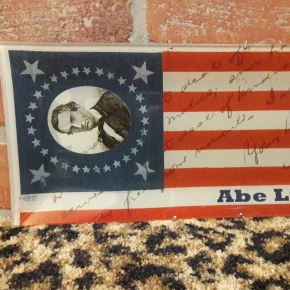 Abe Lincoln USA American Flag Glass Valet Tray Art Department 56 Beard Man NEW - Picture 2 of 6